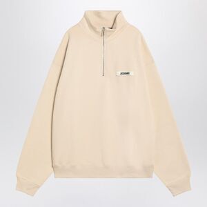 Jacquemus Men's Beige Cotton Zip-Up Sweatshirt
